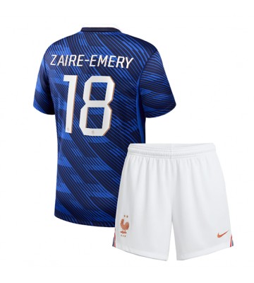Frankrig Warren Zaire-Emery #18 Hjemmebanetrøje Børn VM 2026 Kortærmet (+ Korte bukser)